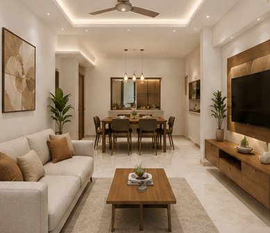 Interior design concept for a living and dining room